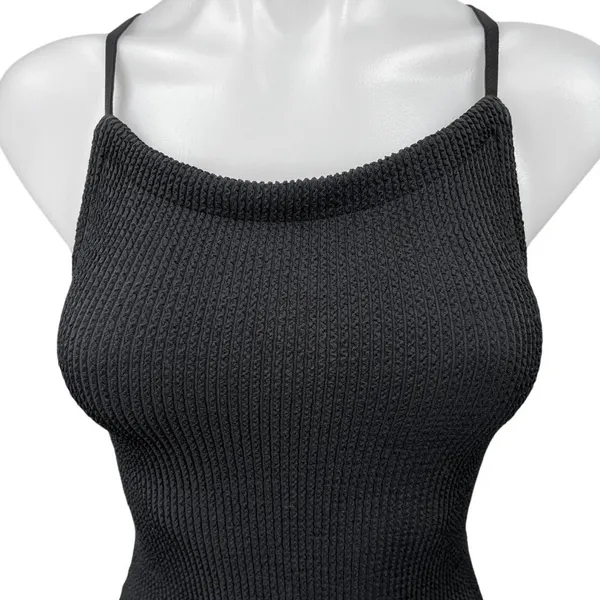 Urban Outfitters Black Sleeveless Rib Knitted Cami Camisole Mini Tank Dress XS - Image 3