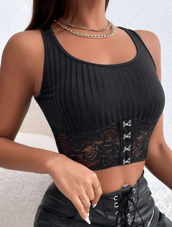 Lace Crop Top Black - Image 2