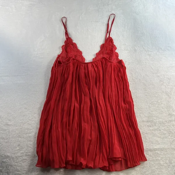 Victoria's Secret Babydoll L Large Cami Top Lace Pleated Lingerie‎ Satin Bow Red - Image 12