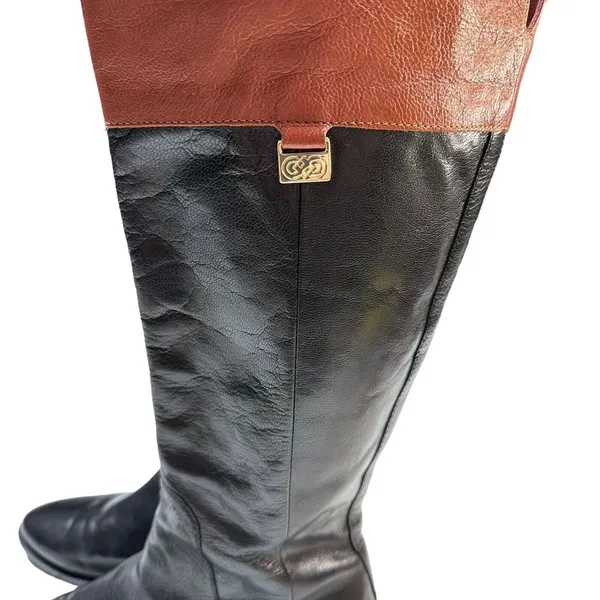 COLE HAAN Womens Knee High Fashion‎ Boots Black Brown Leather Riding Size 6.5M - Image 5