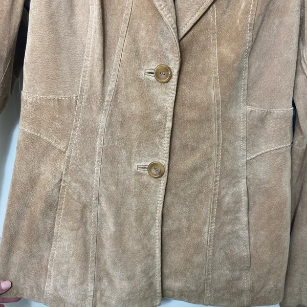 EUC‎ Wilsons Leather women’s light tan collar button up genuine leather jacket S - Image 5