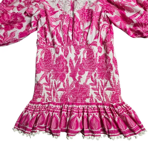 Farm‎ Rio Tropical Woodcut Mini Pink Dress Size: L - Image 8
