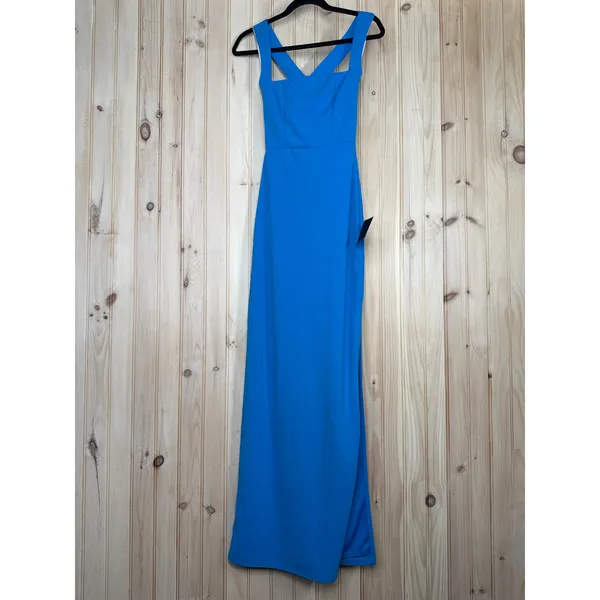 NWT Lulus Glamorous Dedication Blue Sleeveless Column Maxi Dress Wedding Size L - Image 3