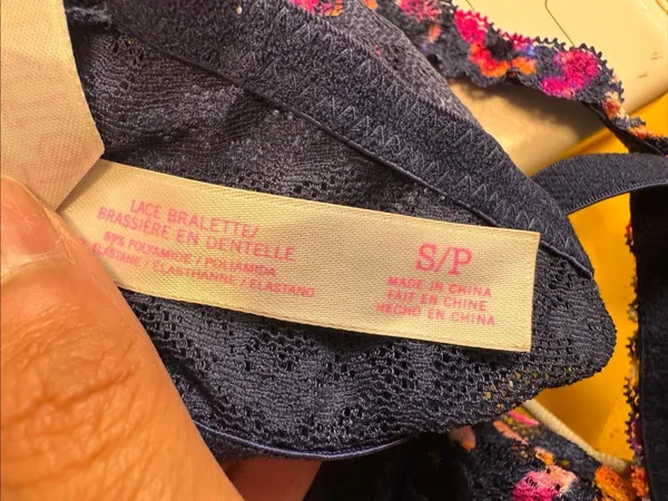 Victoria's Secret PINK Floral Lace Longline Bralette Womens S Navy Blue Multicol - Image 5