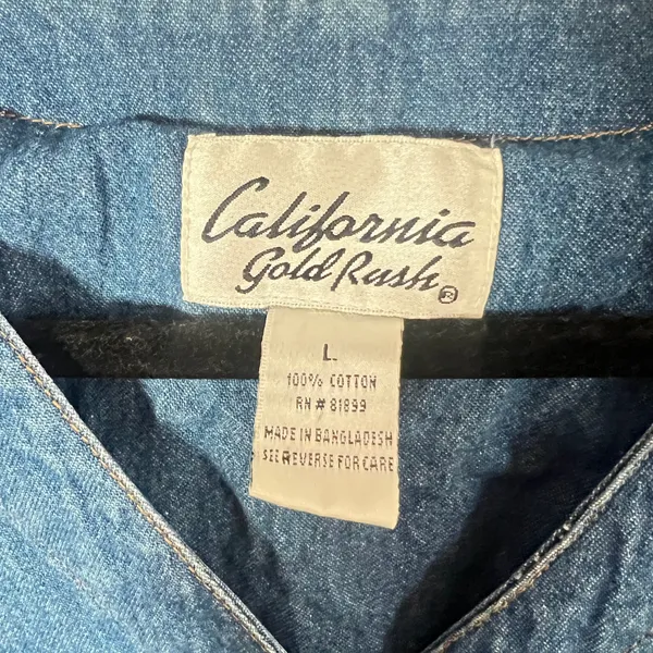 VTG 90s Denim Maxi Dress Womens‎ Large Blue 100% Cottagecore Farm Modest - Image 3