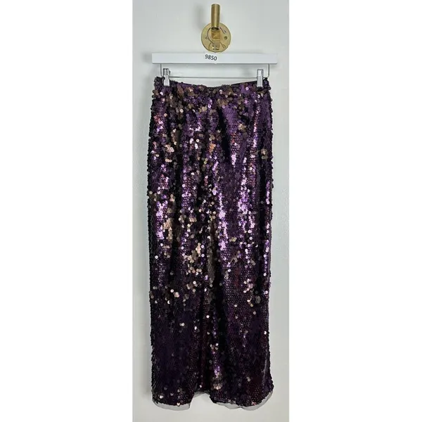 FREE PEOPLE Star Bright Sequin Midi Skirt in Lilac Size US 2 - Image 6