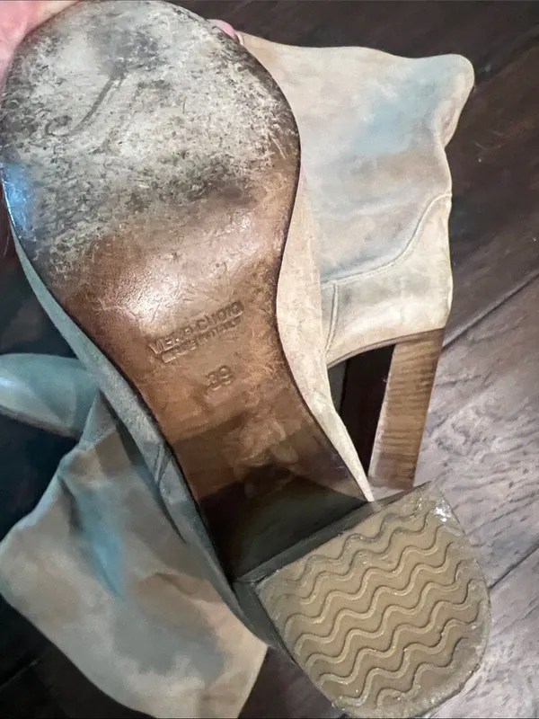 Free People Tan Soft Suede Heeled Boots 9 Made in Italy GUC - Image 5