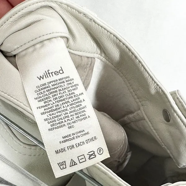 Wilfred Size 10 Faux Leather Pants‎ White Straight Solid High Rise Flawed 1692 - Image 11