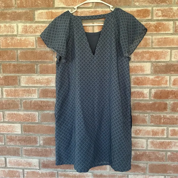 Abercrombie Fitch Flutter Sleeve Shift Dress Women’s Small S Blue Geometric - Image 6