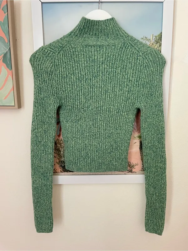 Aerie Late Night Quarter Zip Sweater Green Size Small - Image 5