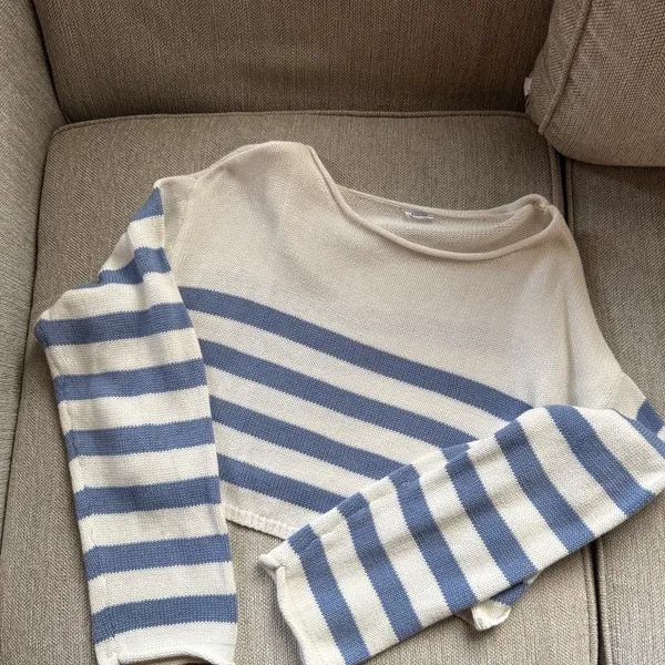 Garage Blue and White Striped Sweater - Image 4