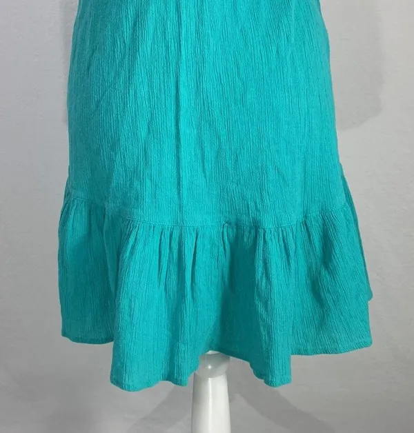 Teal Ruffled Embroidered Mini Sundress Size Large Jr - Image 12