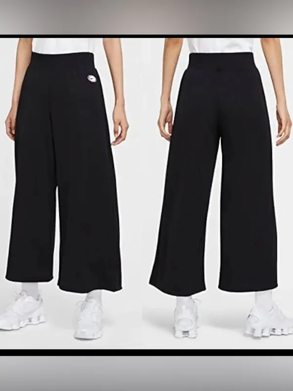Nike Black Wide-Leg Cropped Jogger Pants - Image 2