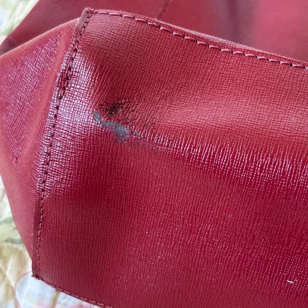 Fiore genuine Red Leather Tote red Crimson Grunge - Image 12