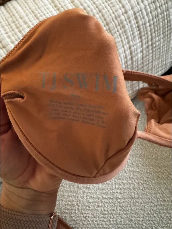 TJ Swim Brown textured underwire top and high waisted bottom bikini set - Image 5