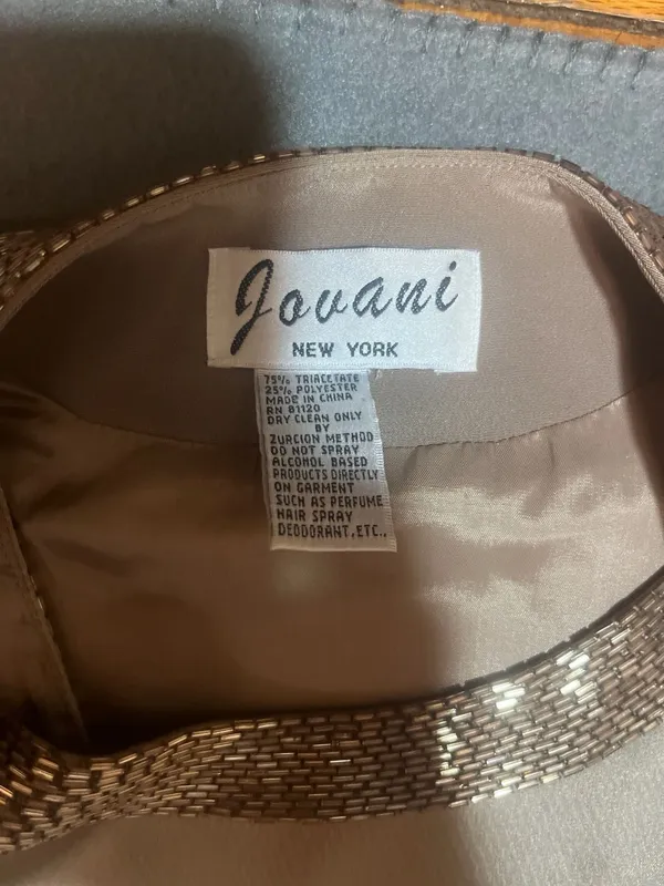 Jovani New York Beaded 2-Piece Evening Gown and Bolero Jacket Set, Taupe - Image 5