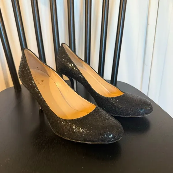 Kate Spade black glitter round toe pumps heels 8 - Image 10
