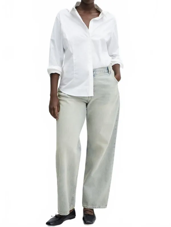 Mango Low-Rise Wideleg Jeans NWT Ines Medium Vintage Blue Size 14 (EUR 46) - Image 4