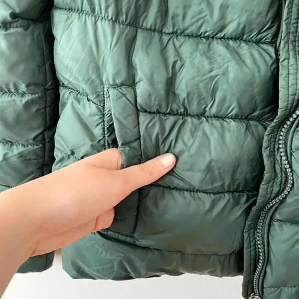Madden NYC green puffed‎ winter jacket coat hooded pockets nylon warm size large - Image 6