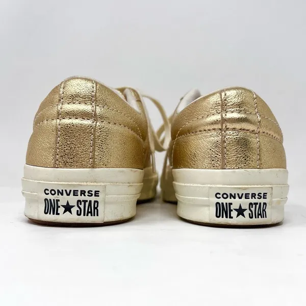 Converse One Star Metallic Gold Egret Leather Low 161589C Skate Sneaker 7 - Image 4