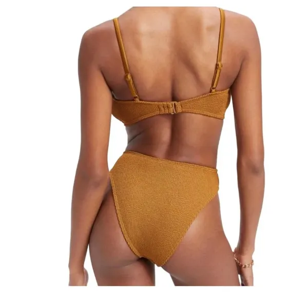 NEW Good American Always Fits Large Brown Bronze Crinkle Twist Bikini Top v6x - Image 2