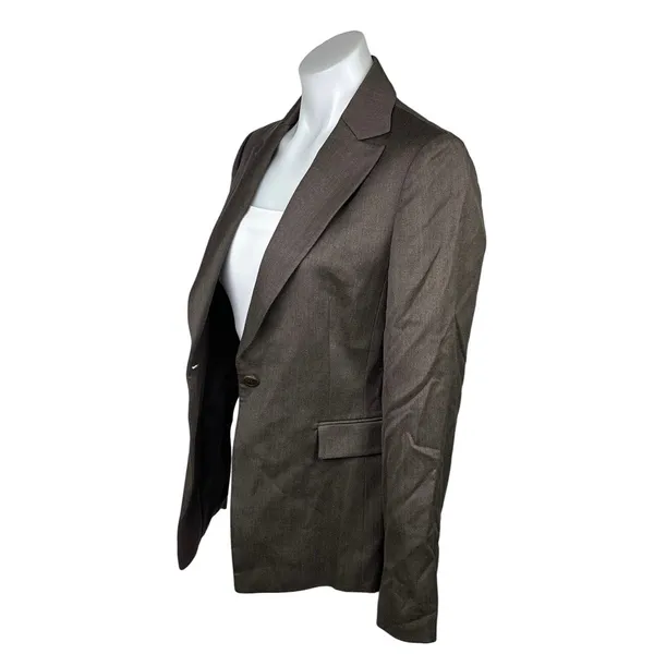 Marie Claire Paris Womens Brown One Button Notch Lapel Collar Blazer Jacket Sz S - Image 3