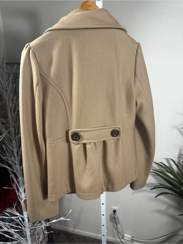 54. Tulle Camel Tan Peacoat Jacket Size M - Image 4