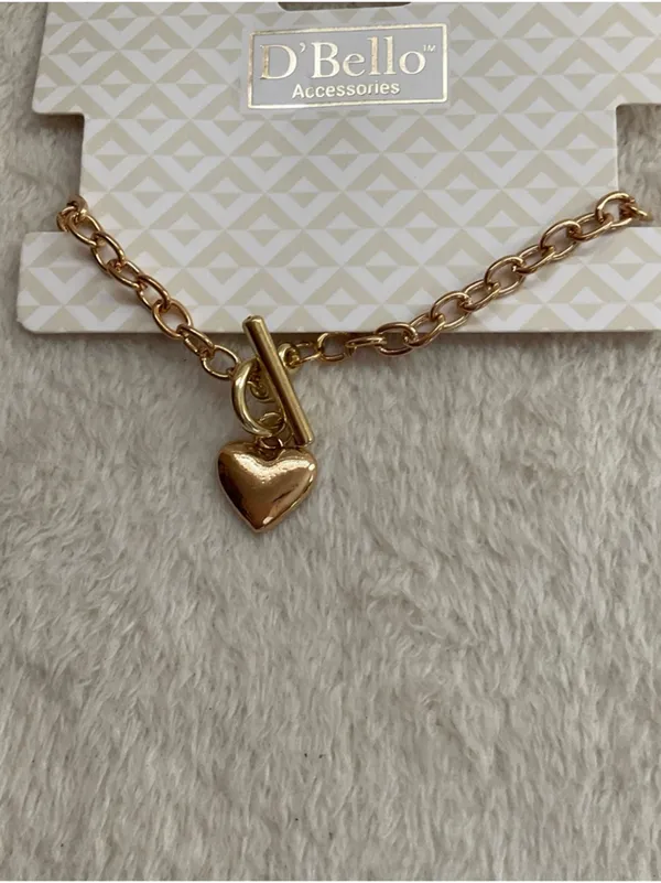 D'Bello Gold Heart Toggle Bracelet for Women - Image 2