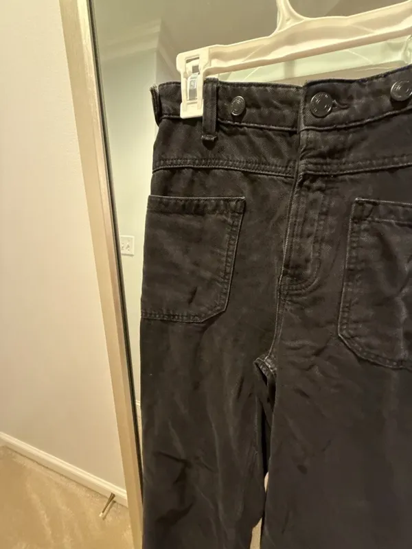 Free People Black High Rise Wide Leg Denim Trousers - Image 3