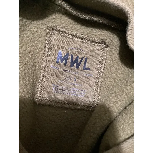 Madewell MWL Green Henley Sweatshirt Organic Cotton Blend Raglan Sleeve Small - Image 4
