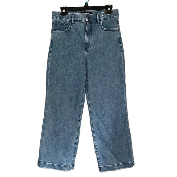 Express stretch‎ cropped wide leg high-rise jeans 8 - Image 3
