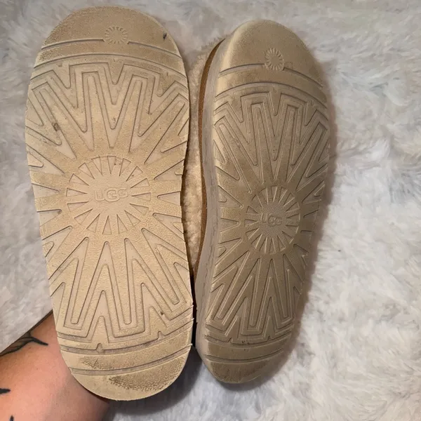 UGG Tazz Braid Platform Slippers Natural Women's Size 7 Fuzzy Fur Lined - Image 7