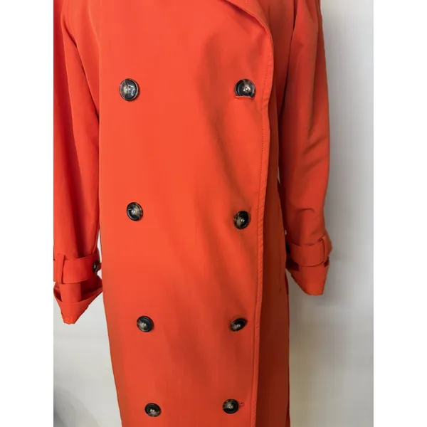 H&M Womens Orange Double Breasted Belted Long Trench Coat XS P/N 11152047 - Image 6