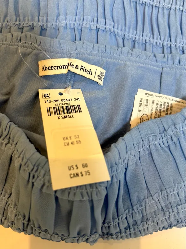 NWT Abercrombie Cloudy Blue Sheer Ruched Mini Skort XS Smocked Coquette Y2K - Image 5