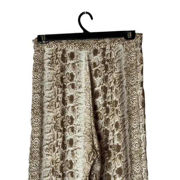 PrettyLittleThing Pants Women‎ 10 Brown Ivory Snake Print Wide Leg High Rise - Image 5