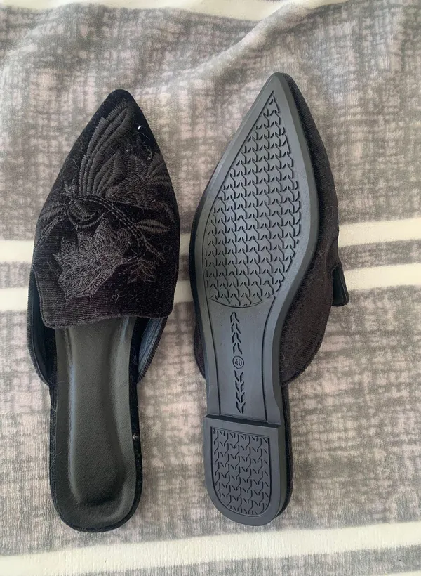 Black Velvet Mules Size 8 - Image 2