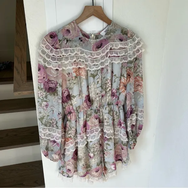ELLIATT Karishma Romper with Lace Trim in Floral Watercolor - Image 3