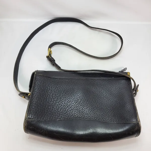 Dooney & Bourke Crossbody Bag Black‎ All Weather Leather Vintage USA Brass - Image 4