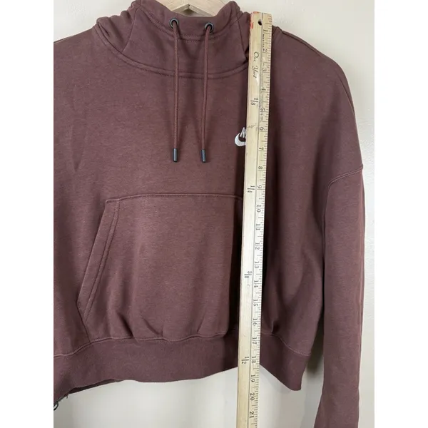 Nike Sportswear Essentials Women’s Brown Hooded Cropped Sweater Size M - Image 12