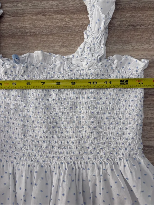 Hill House Home Swiss Dot Smocked Tiered Midi Dress Women Size XS - Image 8