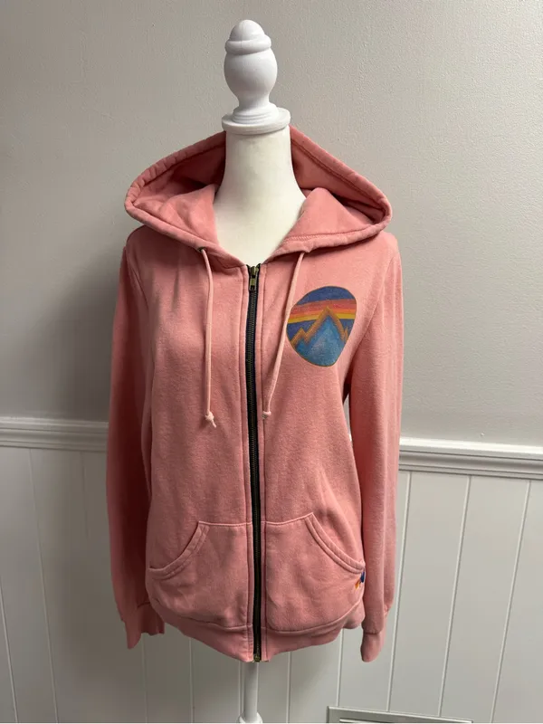 Aviator Nation Womens All Seasons Circle Hoodie Swetshirt Full Zip Pink Small - Image 15