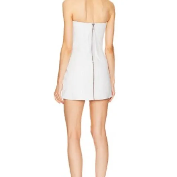 Retrofête Amberly Leather‎ Dress in Optic White Size M NWT Snakeskin Mini Lace - Image 15