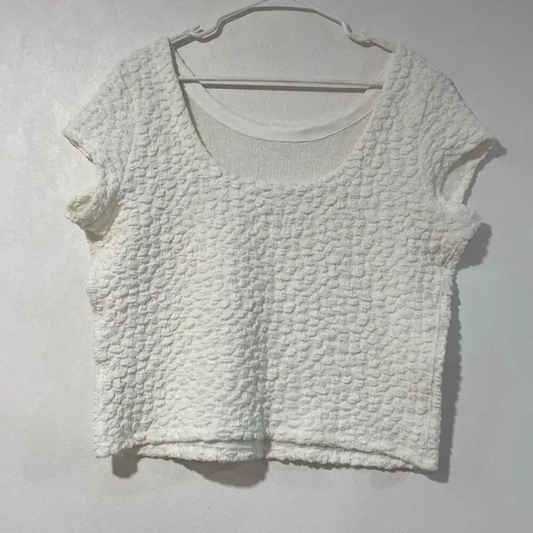 Maeve Anthropologie Textured Bubble Knit Crop Top XL Boho Cottagecore - Image 3