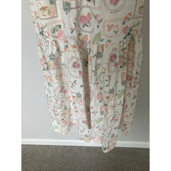 Cynthia Rowley fruit floral sundress midi tiered spaghetti straps S pockets - Image 7