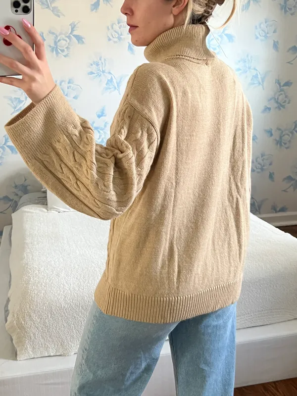 NA-KD Tan Turtleneck Sweater - Image 3