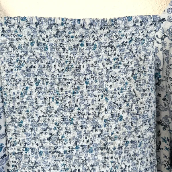 Old Navy Womens Shirt Blouse Blue Floral Puff Sleeve Smocked Back Size XXL - Image 7