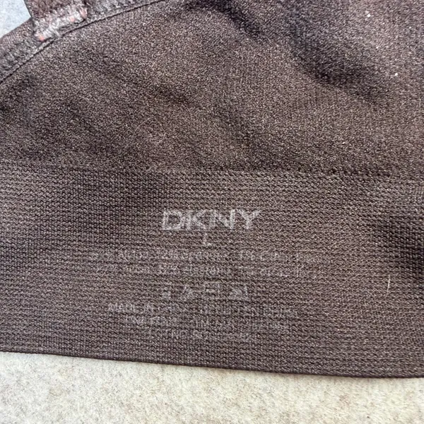 DKNY Womens Seamless Wireless Bralette Brown Logo Band Size L Adjustable‎ Straps - Image 4