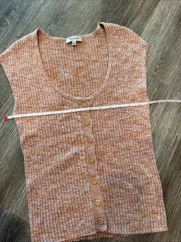 Madewell Marled Shaw Button-Front Sweater Tee Orange tiger medium - Image 7