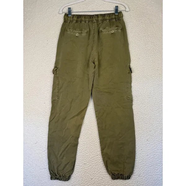YFB Pants Womens Small‎ Green Lyocell Cargo Jogger Elastic Waist Cuffed Pockets - Image 2