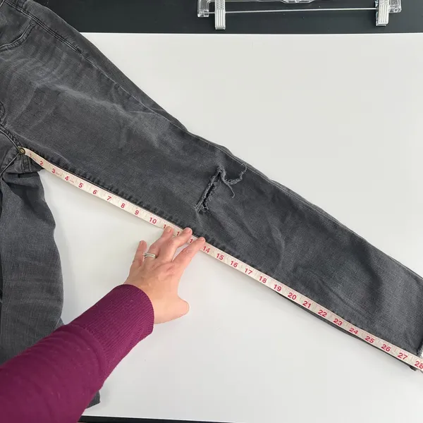 Madewell Skinny Jeans Women 28 Black Great 9 Inch High Rise Distressed Raw Hem - Image 7